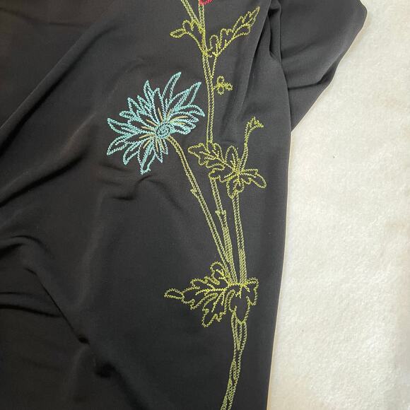 Y2K BCBGMAXAZRIA Embroidered Floral Spaghetti Strap Asymmetrical Midi Dress XS - Picture 12 of 14